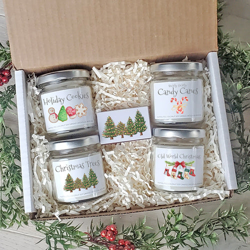 Holiday Scented Candle Gift Set, Festive Holiday Scented Candles, Christmas Candles Sample Set, Holiday Winter Decor, Winter Candles