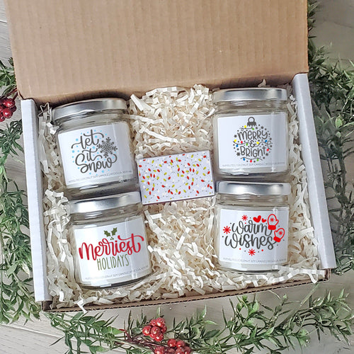 Holiday Scented Candle Gift Set, Festive Holiday Scented Candles, Christmas Candles Sample Set, Holiday Winter Decor, Winter Candles