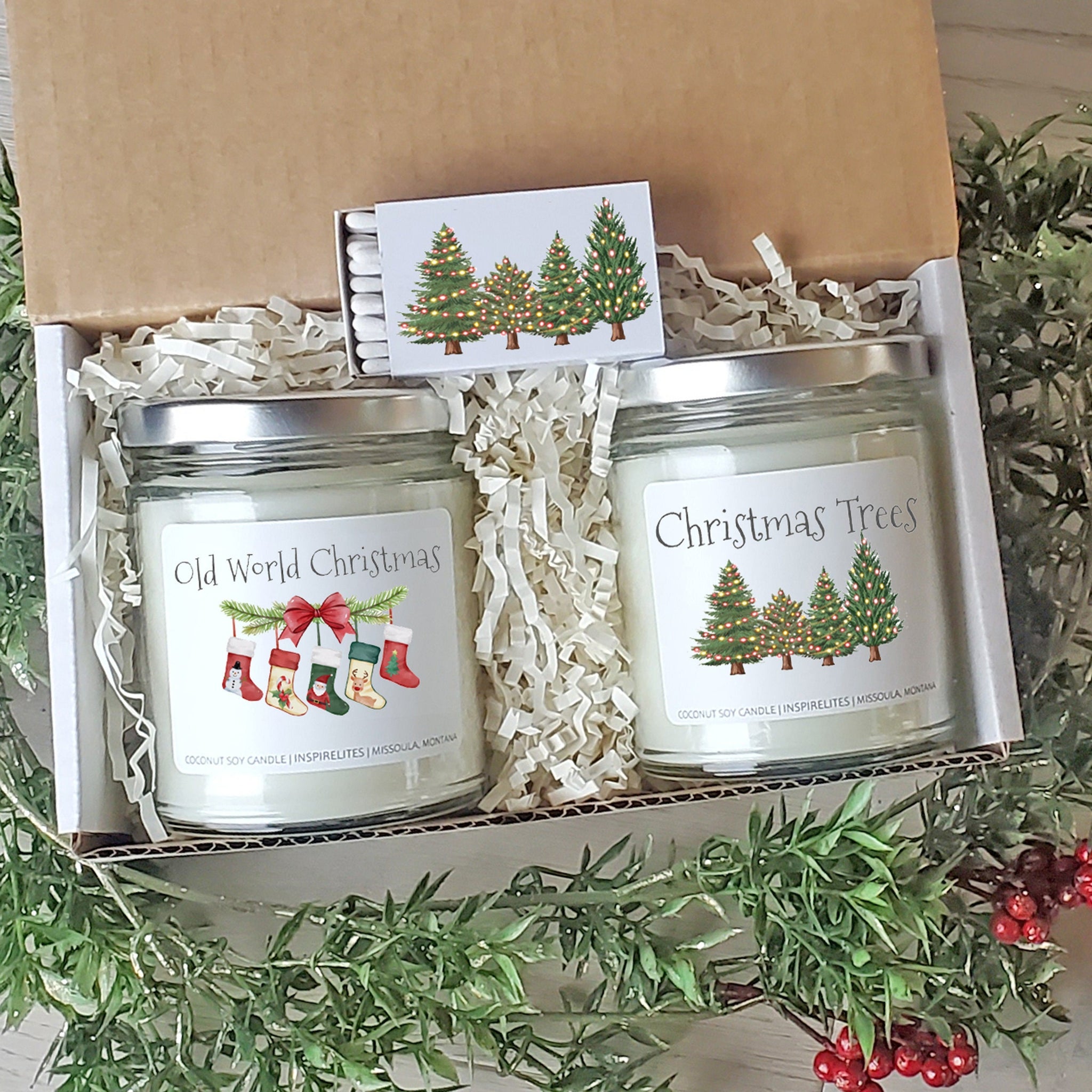 Christmas Candle Gift Box, Holiday Scented Candles Gift Set For